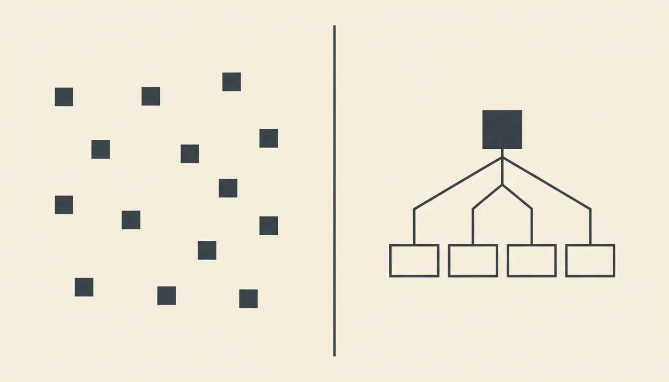 From producer to director: the marketer’s work shifts from making each artifact (left) to shaping the system that produces them (right).